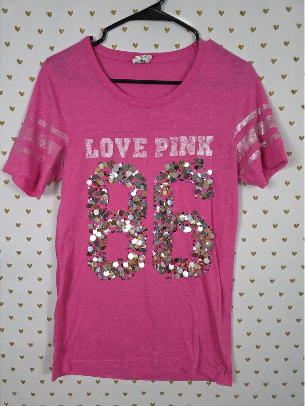 Victorias Secret PINK Vintage Bling Medium Sequined Tee shirt y2k